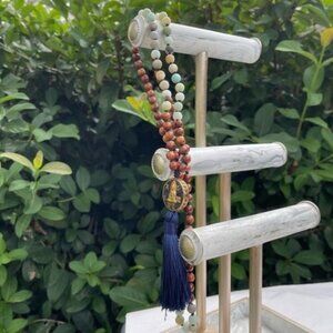 109 Bead Amazonite & Coconut Wood Mala Necklace